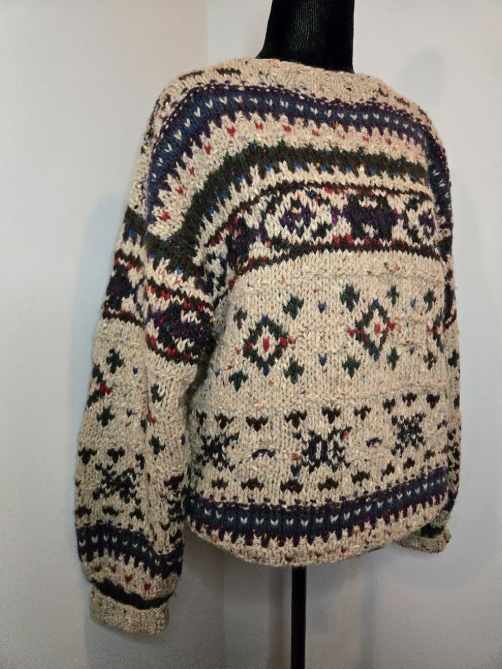 Vintage 80s Woolrich 9611 Fair Isle Nordic Wool Sweater Men’s L - Picture 5 of 7